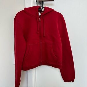 Tna cozy fleece snug zip up hoodie REDDISH